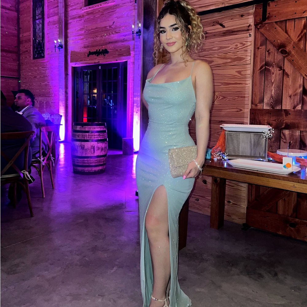Sage glitter windsor gown